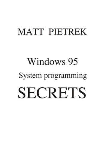 Tapa de Windows 95 System Programming Secrets