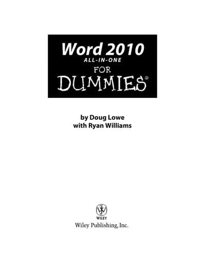 Tapa de Word 2010 all-in-one for dummies