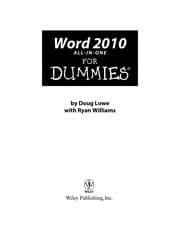 Tapa de Word 2010 all-in-one for dummies