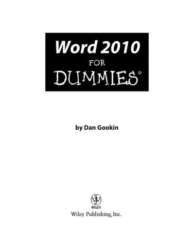 Tapa de Word 2010 for Dummies