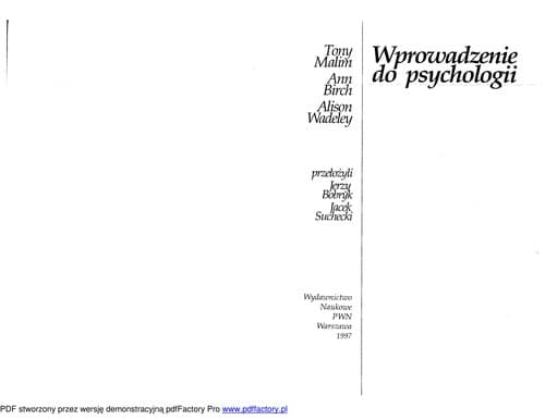 Tapa de Wprowadzenie do psychologii