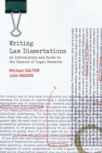 Tapa de Writing Law Dissertations