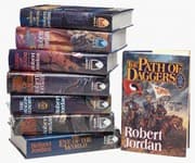 Tapa de The Wheel of Time: Eye of the World, the Great Hunt, Dragon Reborn, Shadow Rising, Fires of Heaven, Lord of Chaos, Crown of Swords, and Path of Daggers