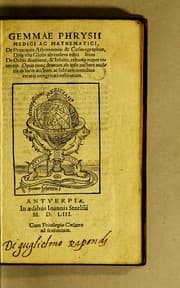 Tapa de Gemmae Phrysii medici ac mathematici, de principiis astronomiae [&] cosmographiae, dʹeq[ue] vsu globi ab eodem editi. Item de orbis diuisione, [&] insulis, rebʹusq[ue] nuper inuentis