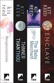 Tapa de Four Futures by Kit Reed: @expectations, Thinner Than Thou, The Baby Merchant, and Enclave