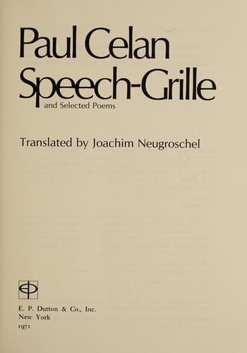 Tapa de Speech-grille, and selected poems