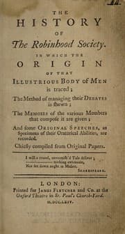 Tapa de The history of the Robinhood society