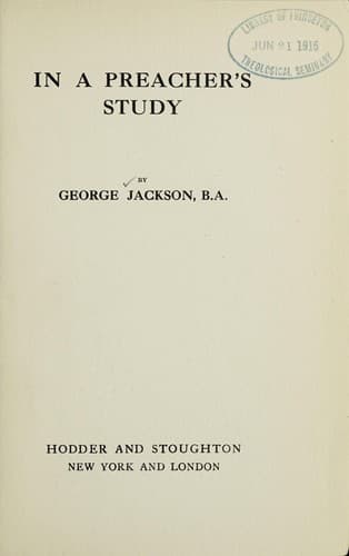 Tapa de In a preacher's study