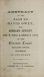Tapa de Abstract of the case of David Owen vs. Hibbard Jewett, John M. Clegg & George H. Peck