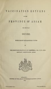Tapa de Vaccination returns of the Province of Assam : with brief explanatory notes