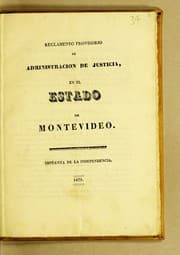 Tapa de Reglamento provisorio de administracion de justicia en el estado de Montevideo
