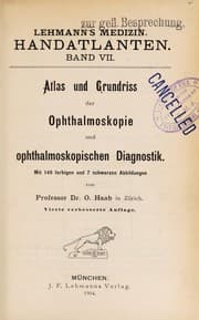 Tapa de Atlas und Grundriss der Ophthalmoskopie und ophthalmoskopischen Diagnostik
