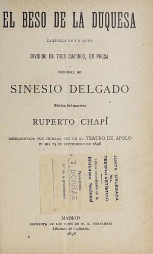 Tapa de El beso de la duquesa
