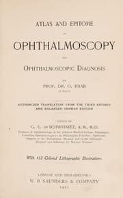 Tapa de Atlas and epitome of ophthalmoscopy and ophthalmoscopic diagnosis