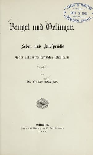 Tapa de Bengel und Oetinger