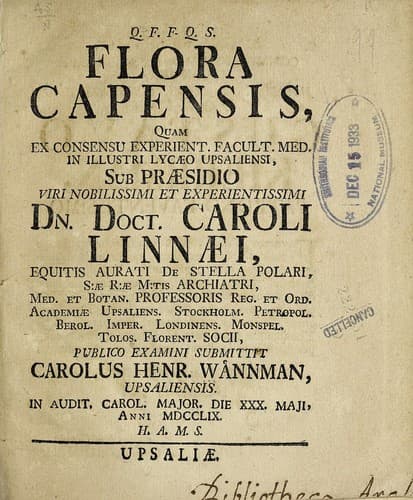 Tapa de Flora capensis ..