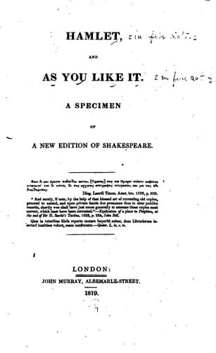 Tapa de Hamlet and As You Like It