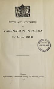 Tapa de Notes and statistics on vaccination in Burma