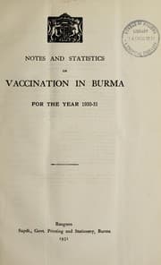Tapa de Notes and statistics on vaccination in Burma
