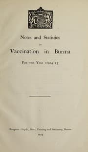 Tapa de Notes and statistics on vaccination in Burma