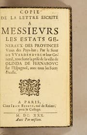 Tapa de Copie de la lettre escrite a messieurs les Estats Generaux des Prouinces Vnies des Pays-bas