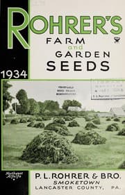 Tapa de Rohrer's farm and garden seeds, 1934