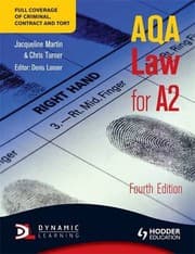 Tapa de Aqa Law for A2. Jacqueline Martin, Chris Turner, Denis Lanser