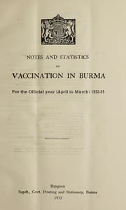 Tapa de Notes and statistics on vaccination in Burma