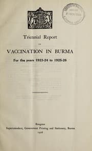 Tapa de Triennial report on vaccination in Burma