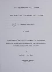 Tapa de The summary procedure in Alberta