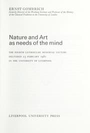 Tapa de Nature and Art as Needs of the Mind (Leverhulme Memorial Lecture)
