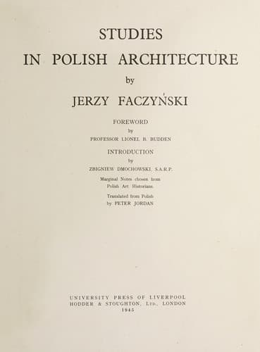 Tapa de Studies in Polish architecture
