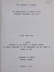 Tapa de The administration of justice in the North-West Territories, 1870-1887