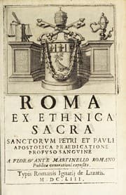 Tapa de Roma ex ethnica sacra sanctorum Petri, et Pauli apostolica praedicatione profuso sanguine