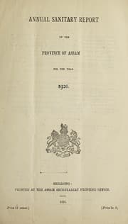 Tapa de Annual sanitary report of the Province of Assam