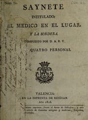 Tapa de Saynete nuevo intitulado: el medico en el lugar y la sordera