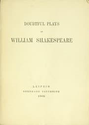 Tapa de Doubtful plays of William Shakespeare (Birth of Merlin / King Edward III / Locrine / London Prodigal / Thomas Lord Cromwell / Yorkshire Tragedy)