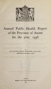 Tapa de Annual sanitary report of the Province of Assam