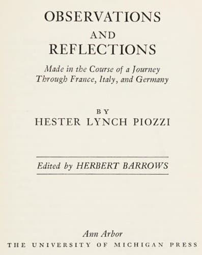 Tapa de Observations and reflections