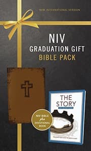 Tapa de NIV, Graduation Gift, Bible Pack for Him, Brown, Red Letter Edition