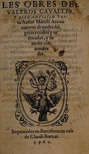 Tapa de Les obres del valeros cavaller y elegantissim poeta Ausias March