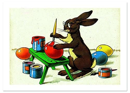 Tapa de The Easter Rabbit Painting Eggs Easter Greeting Card