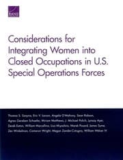 Tapa de Considerations for Integrating Women into Closed Occupations in U.S. Special Operations Forces