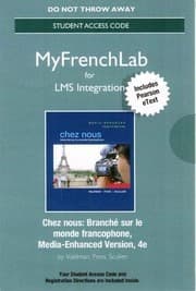 Tapa de LMS Integration : MyLab French with Pearson eText -- Standalone Access Card -- Chez nous
