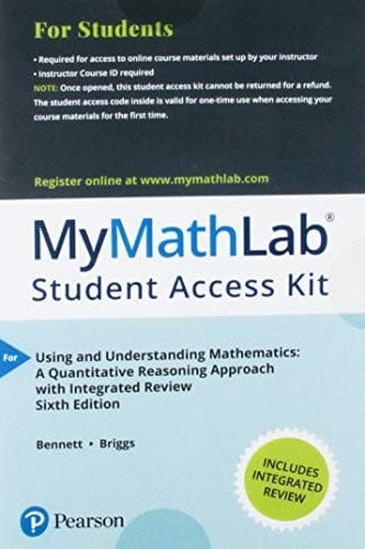Tapa de Mylab Math with Pearson Etext -- Standalone Access Card -- For Using and Understanding Mathematics with Integrated Review