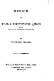 Tapa de Memoir of William Edmondstoune Aytoun