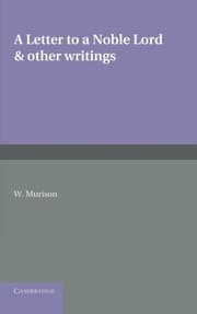 Tapa de A Letter to a Noble Lord and Other Writings