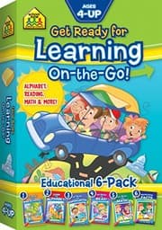 Tapa de SCHOOL ZONE - Get Ready for Learning On-The-Go 6-Pack of Little Busy Books, Ages 4 and Up, Alphabet, Letter Sounds, Math, Reading, Addition, Subtraction, Multiplication, and More!