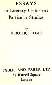 Tapa de Essays in literary criticism: particular studies