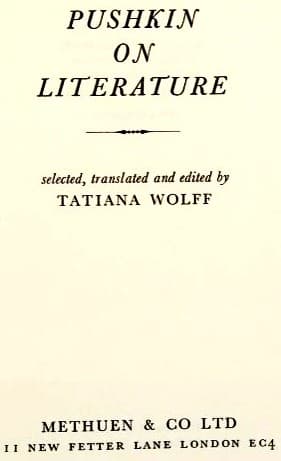 Tapa de Pushkin on literature
